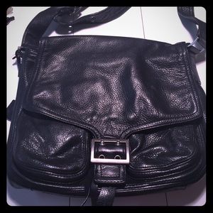 Banana Republic - black leather messenger bag